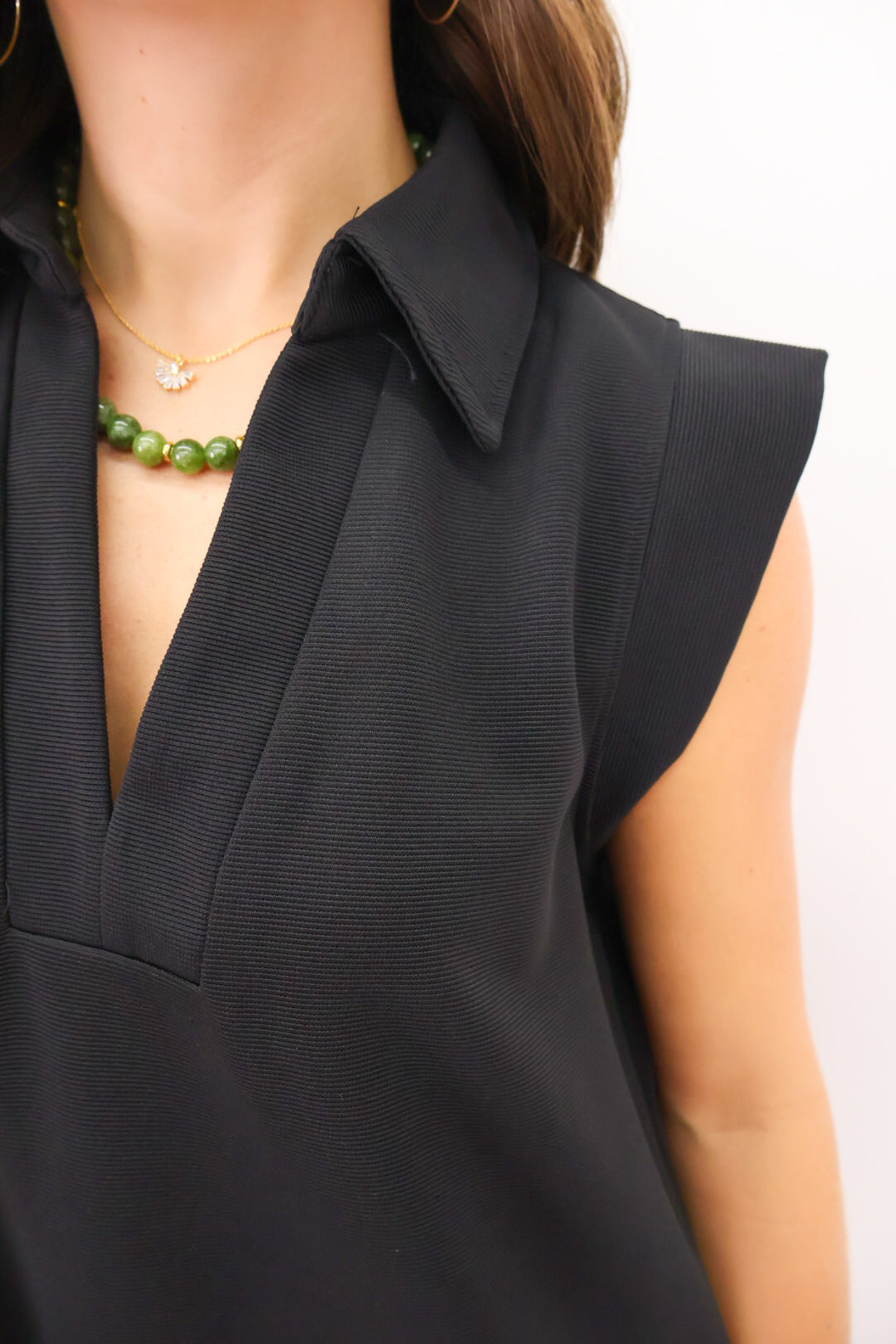 MS Black Ribbed Sleeveless Dress