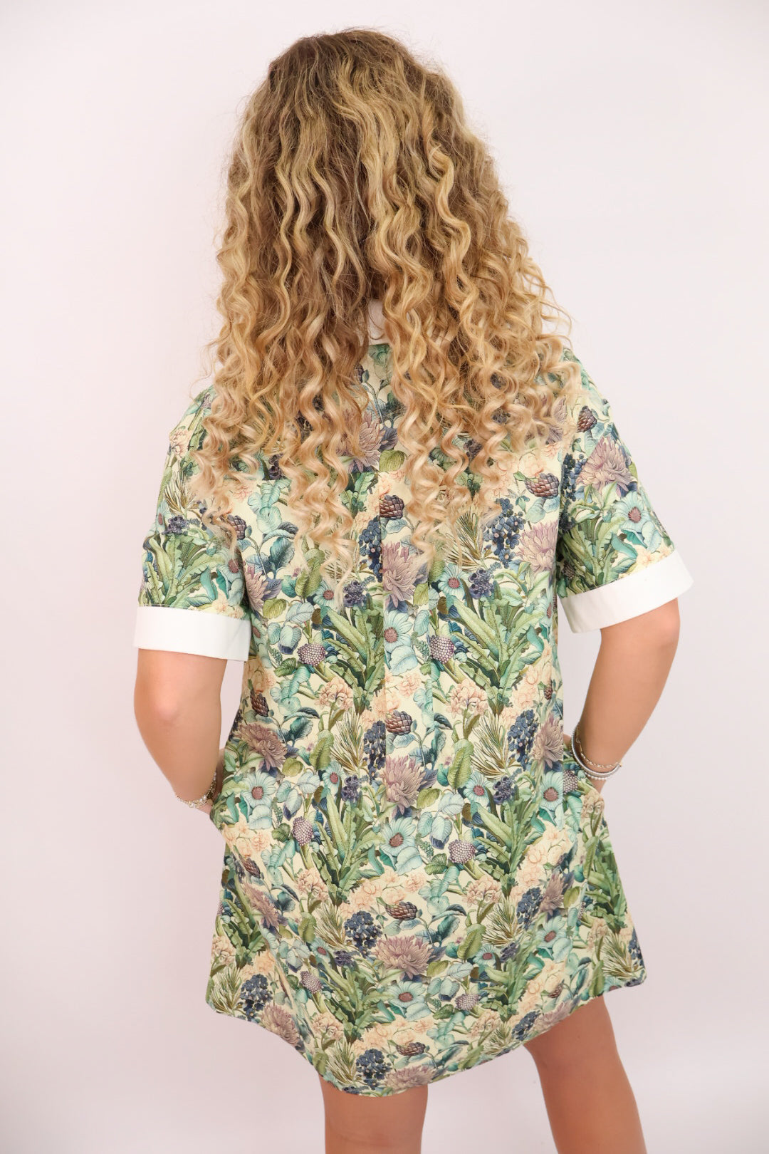 MS Olive Foliage Printed Shirt Dress