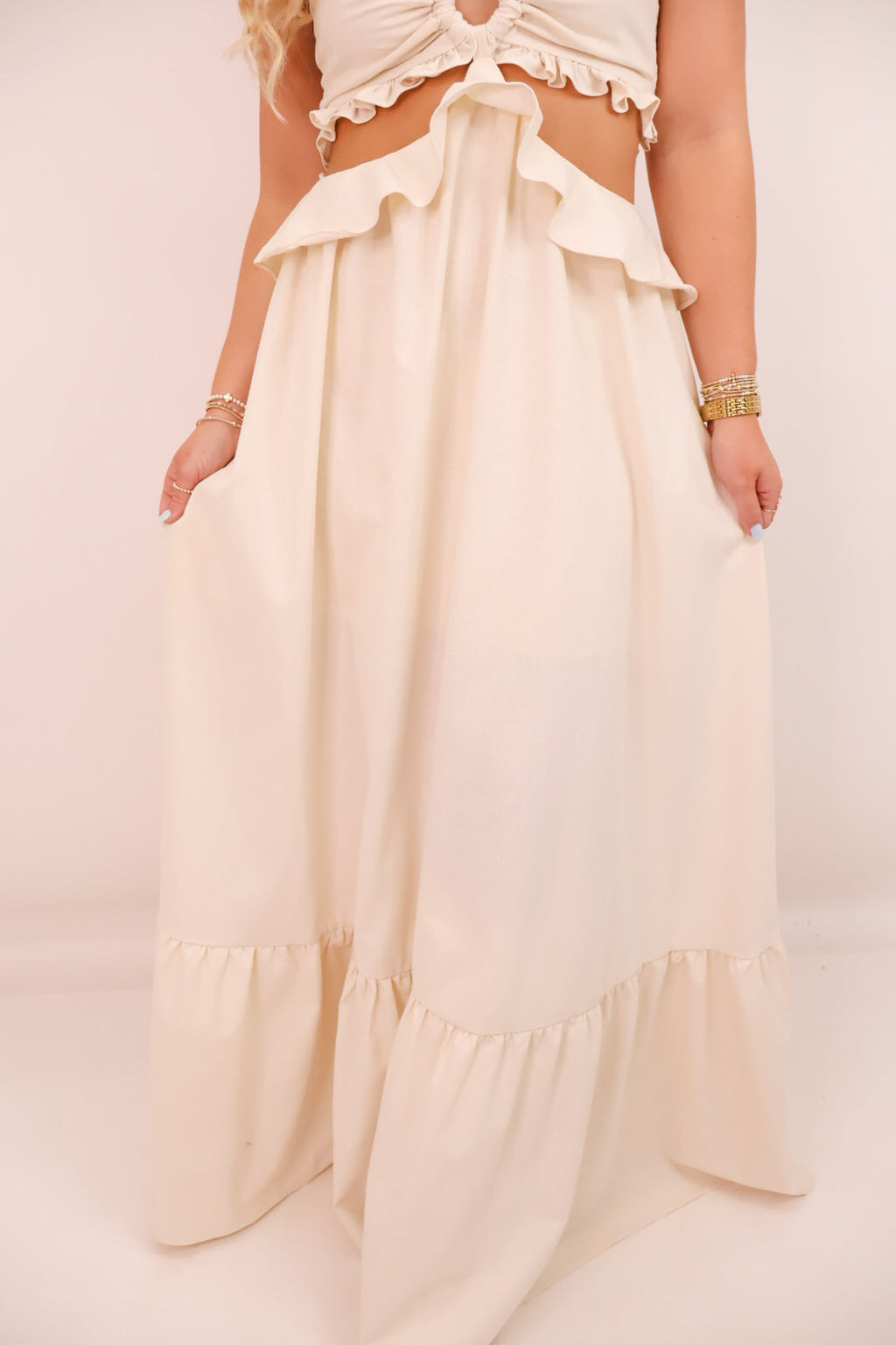 MS Cut Out Halter Maxi Dress