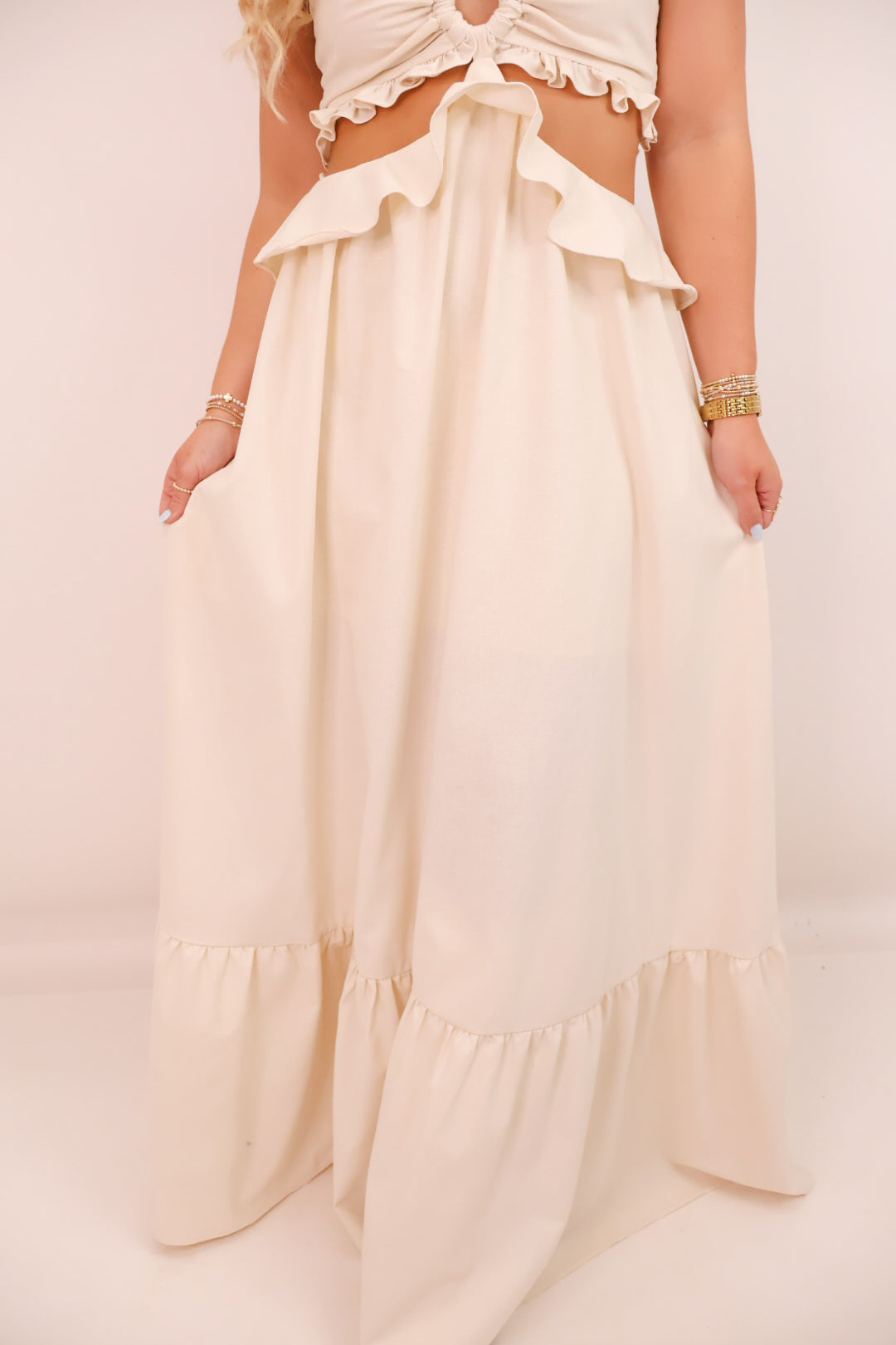MS Cut Out Halter Maxi Dress