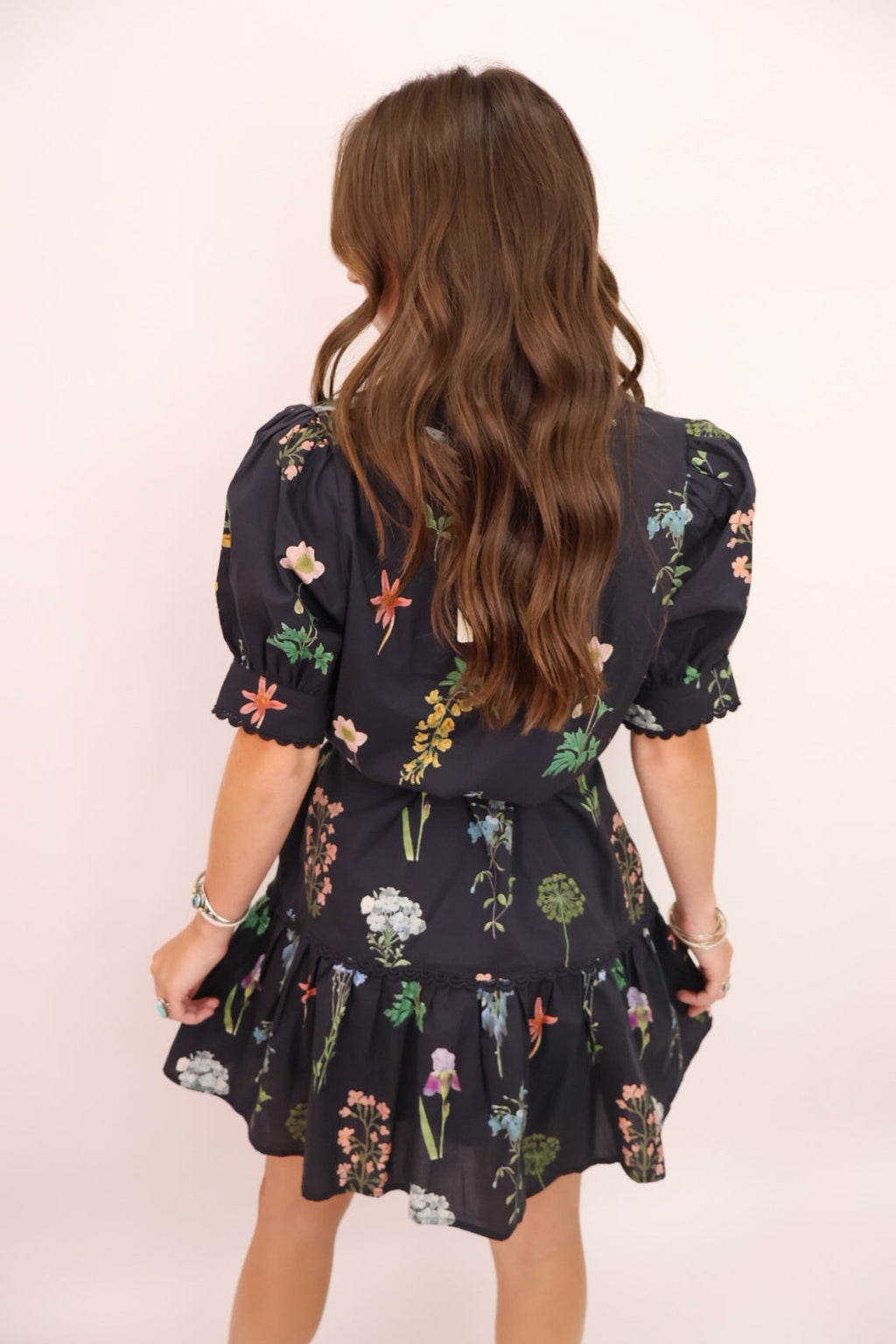MS Black Floral Belted Dress